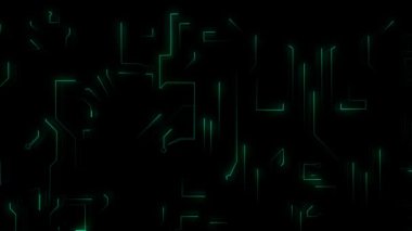 Uçan siber içinde. Dijital teknolojilerin güzel soyut kavram. Hızlı elektron hatlar arasında taşıma. Loopable 3d animasyon. HD 1080.