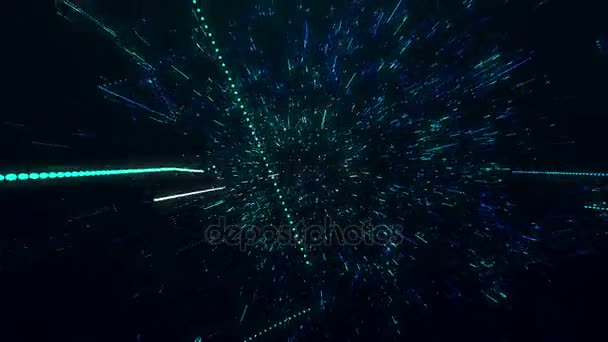 Політ камери в технологічну структуру з лініями хаосу 3d анімації — стокове відео