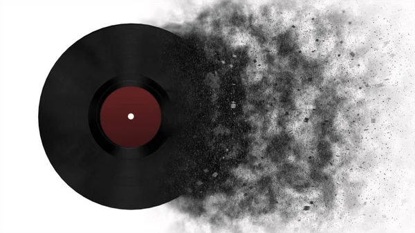 Praskla hudba znamení. Vinyl disk exploze, svěží hudba, ilustrace — Stock fotografie