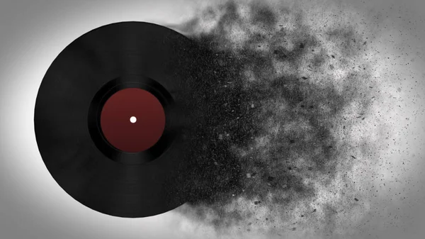 Müzik işareti patlama. Vinil disk patlama, sıcak müzik, illüstrasyon — Stok fotoğraf