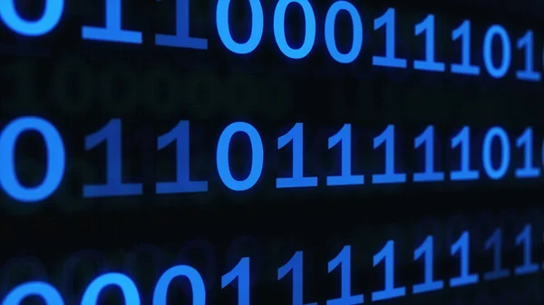 Abstract binary code on blue digital screen — Stock Photo, Image