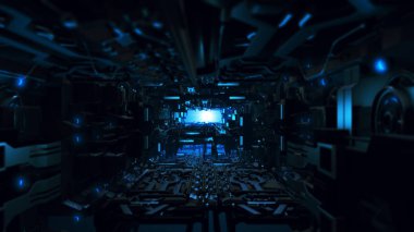 fütüristik tasarım uzay gemisi iç 3D çizimi