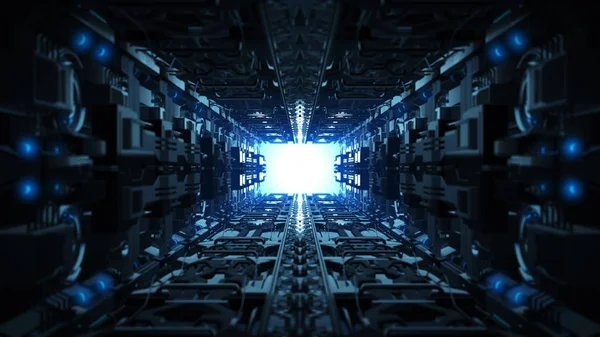 3D illustratie futuristische ontwerpen ruimteschip interieur oneindige corridor — Stockfoto