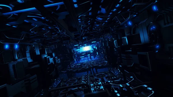 fütüristik tasarım uzay gemisi iç 3D çizimi