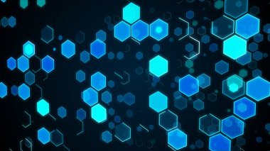 Teknolojik arka plan mavi parlak altıgenler ile.