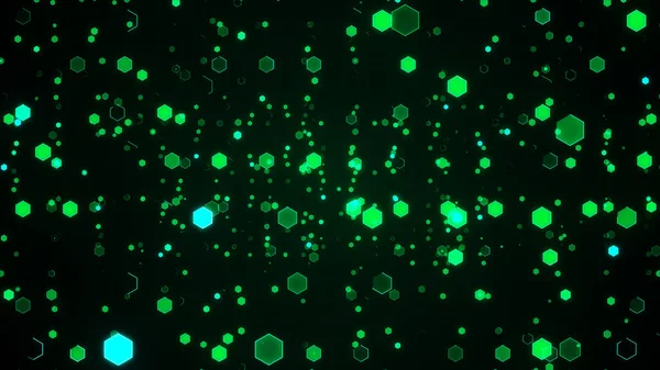 Fond technologique abstrait avec hexagones lumineux verts . — Photo
