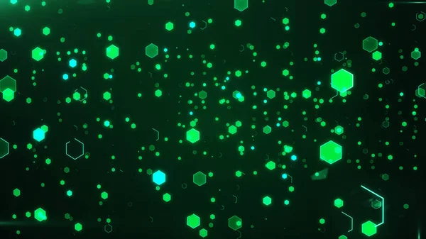 Fundo tecnológico abstrato com hexágonos luminosos verdes . — Fotografia de Stock