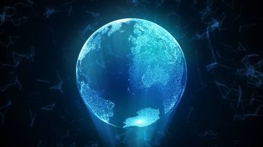 3D illüstrasyon küre parçacıklar ve pleksus yapısı ile soyut. kopya alanı