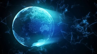 3D illüstrasyon küre parçacıklar ve pleksus yapısı ile soyut. kopya alanı