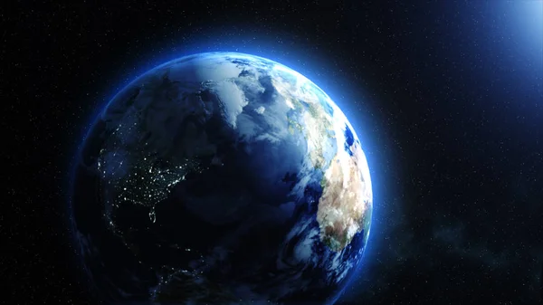 Tierra azul brillante - Elementos de esta imagen proporcionados por la NASA - horizonte y estrellas — Foto de Stock