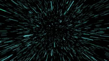 Mavi yıldız izi çözgü veya hiper uzaya hareket özetini. Patlayan ve hareket genişletiyor. İllüstrasyon