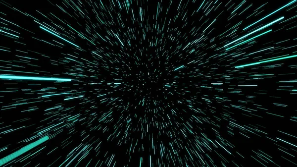 Abstract of warp or hyperspace motion in blue star trail. Exploding and expanding movement. Illustration — Stock Photo, Image