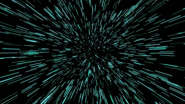 Abstract of warp or hyperspace motion in blue star trail. Exploding and expanding movement. Illustration — Stock Photo, Image