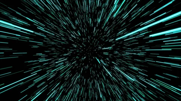 Abstract of warp or hyperspace motion in blue star trail. Exploding and expanding movement. Illustration — Stock Photo, Image