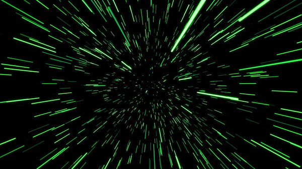 Abstract of warp or hyperspace motion in blue star trail. Exploding and expanding movement. Illustration