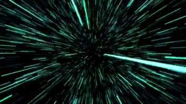 Mavi yıldız yolundaki warp veya hiperuzay hareketinin soyut özelliği.