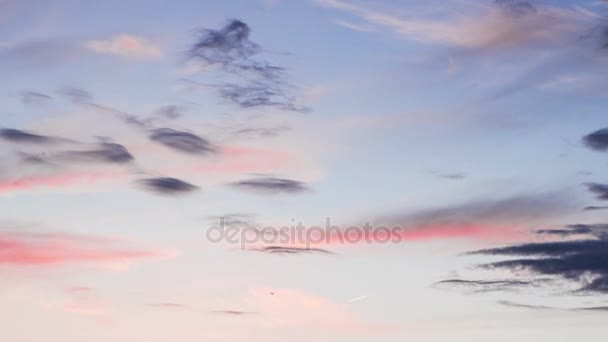 Dramatische zonsondergang wolken na zonsondergang met vogels. Timelaps. — Stockvideo