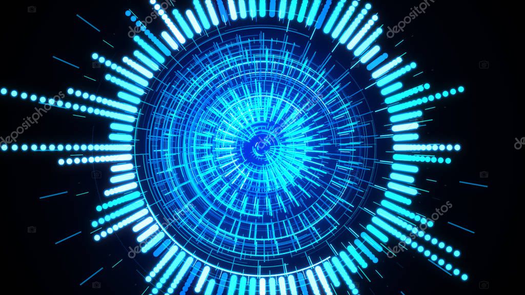 Futuristic Cyber technology abstract background with dotted circle HUD