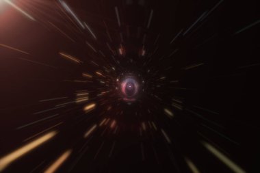 Ufuk sınırı, uçuş. Uzay-zaman 3d çizim bozulma