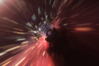 Ufuk sınırı, uçuş. Uzay-zaman 3d çizim bozulma