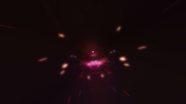 宇宙への飛行で抽象的な空間トンネルの格子縞 — ストック動画