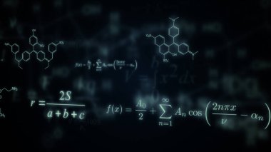 Matematiksel, fiziksel ve kimyasal formüller parlayan. İllüstrasyon