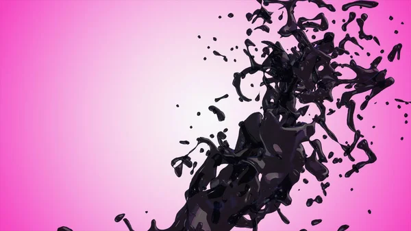 Spray of dark chocolate on a pink background — Stock Photo, Image