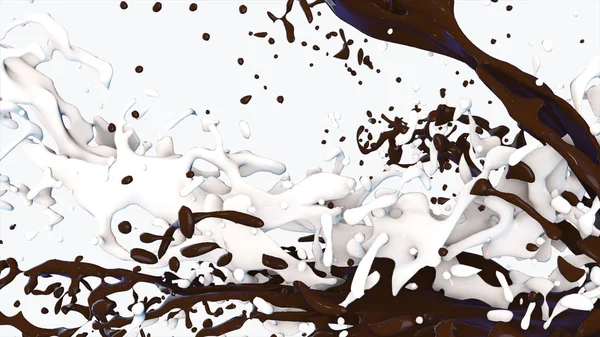 Süt ve beyaz çikolata karışımı izole sıçramalarına — Stok fotoğraf