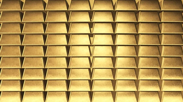 Parede de fundo de lingotes de ouro no lado — Fotografia de Stock