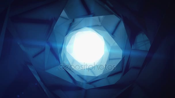 Agujero de gusano vuelo a otra dimensión a través de un campo de fuerza de luz azul — Vídeos de Stock