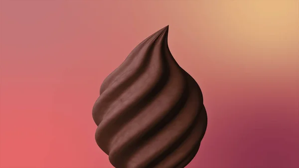 Chocolate ice cream without cone 3d illustration — Stock Photo, Image