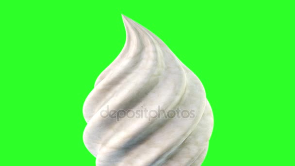 Whipped cream whirlwind on a green isolated background chromakey Loop — Stock Video