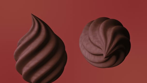 Hermosa crema de chocolate en Looped 3d animación. Primer plano sin costuras — Vídeos de Stock