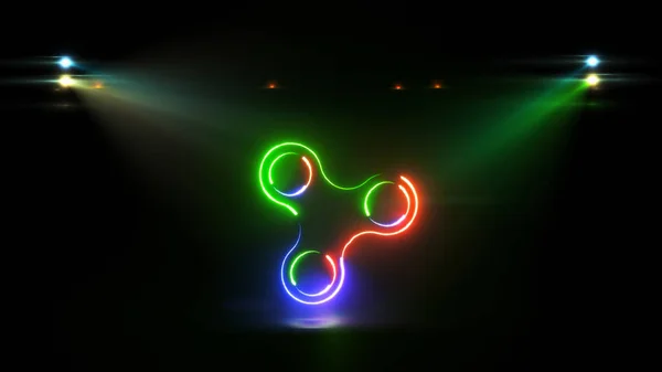 Gloeiend rode, groene en blauwe spinner afbeelding roteren — Stockfoto
