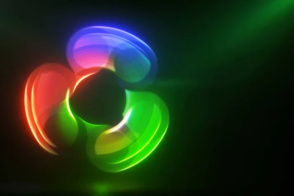 Glowing rotating red green and blue spinner illustration — Stock Photo, Image