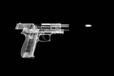 Tabanca silah 3d resimde beyaz zemin üzerine.