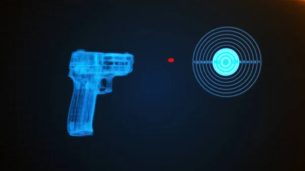 3D illustratie van een pistool schieten op een doel — Stockfoto