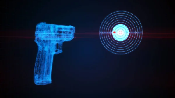 3D obrázek pistole Střelba na terč — Stock fotografie