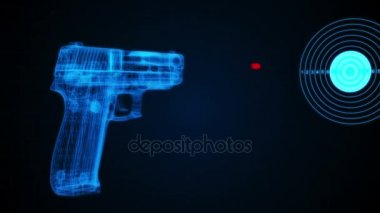 bir tabanca bir hedef çekim 3d animasyon