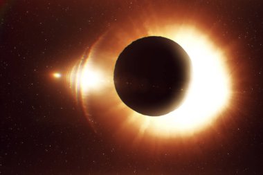 Bir tutulmanın kısmi güneşte kapsayan Moon.