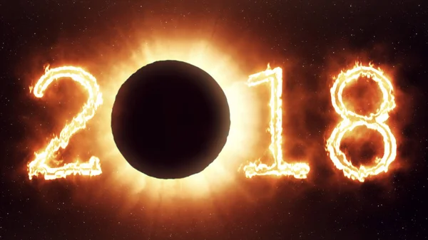 一次日食的 2018年美丽的插图 — 图库照片