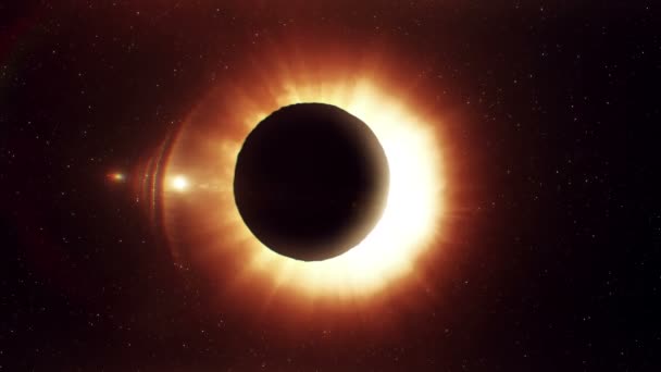 Eclipse solar causada por um evento lunar com anel de fogo . — Vídeo de Stock