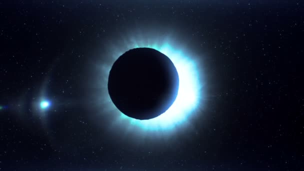 Blue futuristic solar eclipse in space — Stock Video