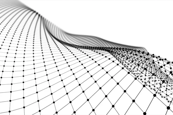 Wireframe - ein skelettiertes dreidimensionales Modell, in dem nur Linien und Eckpunkte dargestellt werden 3D-Illustration — Stockfoto