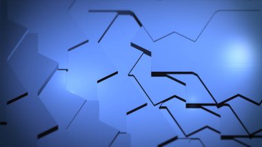 Mavi altıgen parlayan arka plan, fütüristik konsept. 3D render