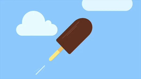 Delicioso sorvete de chocolate contra o céu com nuvens — Fotografia de Stock