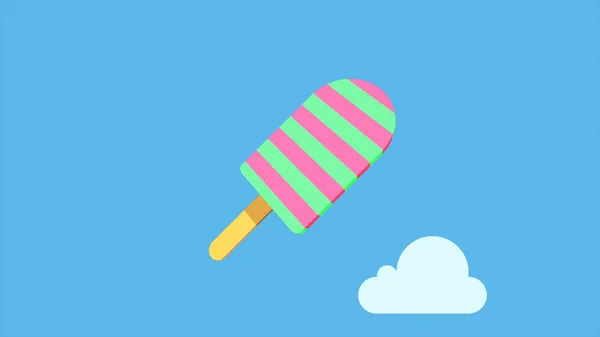 Delicious fruit ice cream on a stick. Flat design — Stock Photo, Image