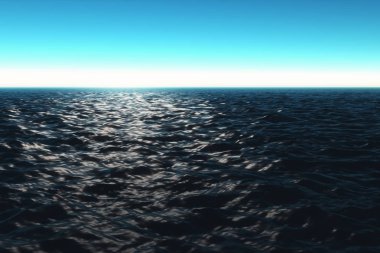 Açık deniz kopya alanı ve mavi su ile