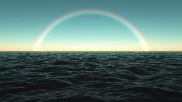 Surface de mer générée par ordinateur avec un arc-en-ciel 
