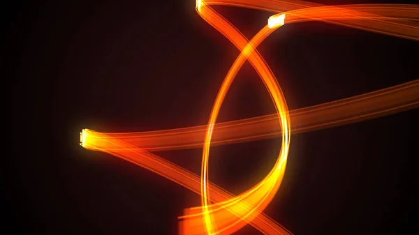ネオンの抽象的な背景の 3 d イラストレーション製ぼやけの魔法のオレンジ光曲線 — ストック写真